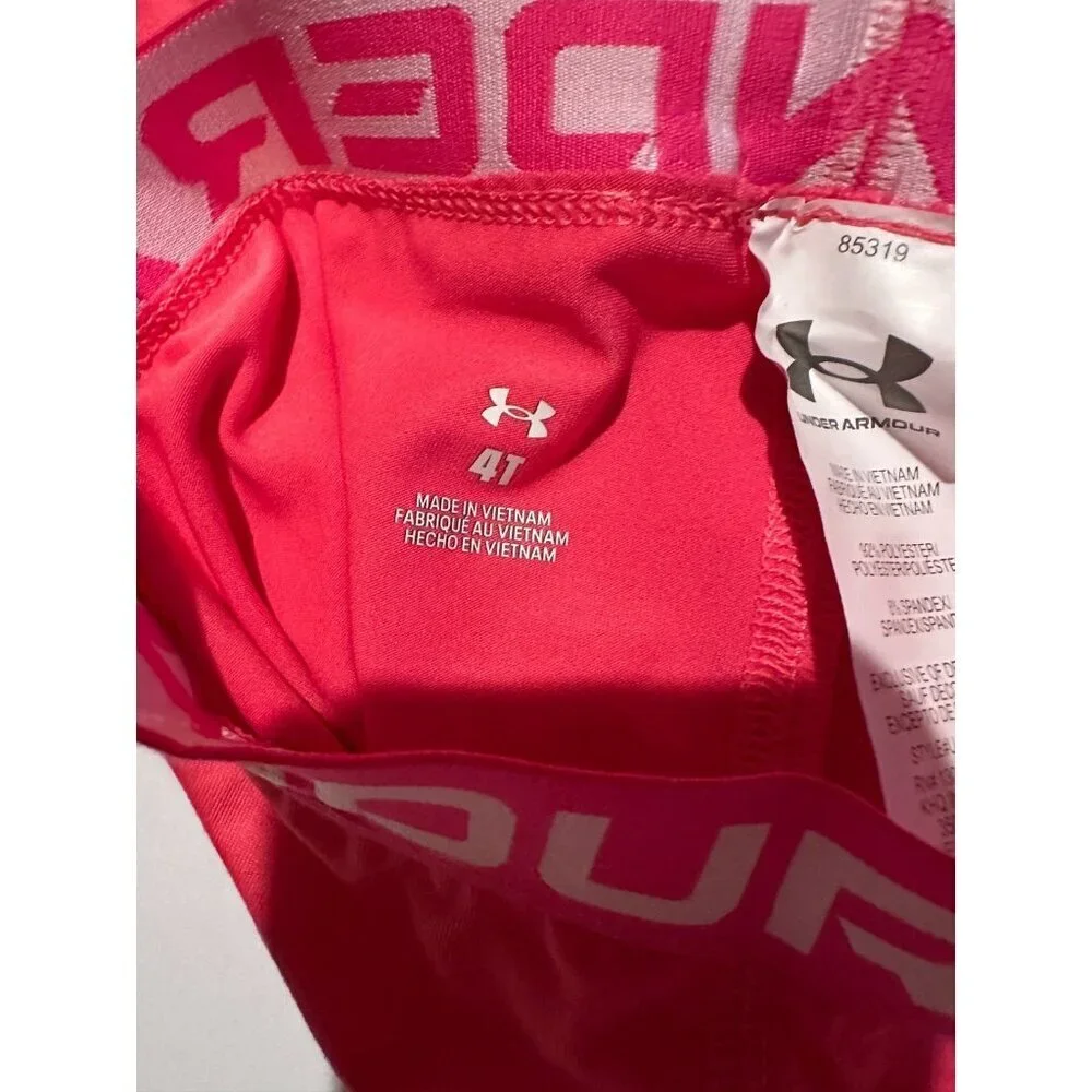 NWT Girl's Youth Under Armour UA Pink Full Length FITTED Leggings 4T MSRP $28